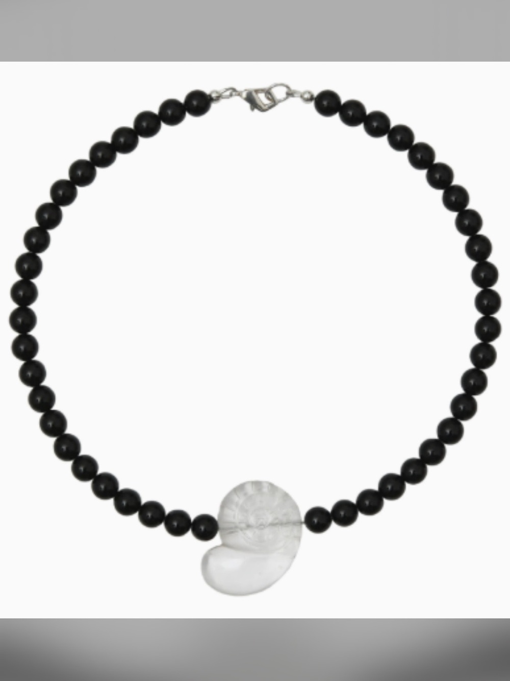 NEW Mayamar Black Beaded Carved Shell Necklace Coastal Choker Mermaidcore Boho